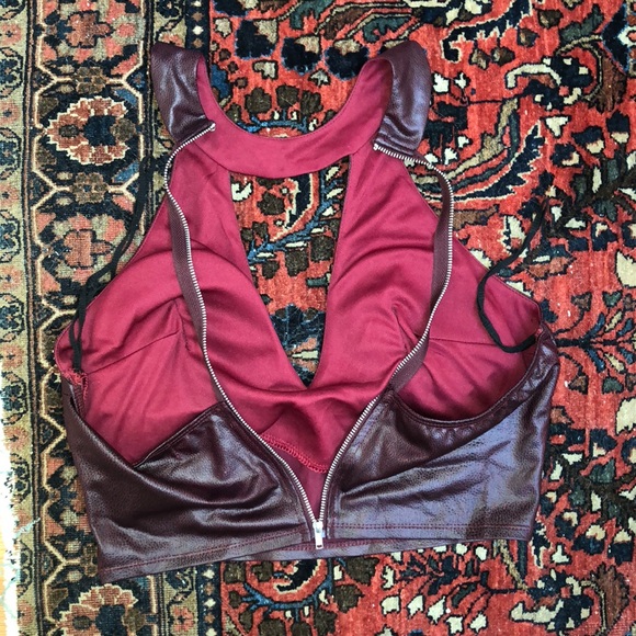 Faux Leather Snake Print Crop Top - Picture 6 of 6